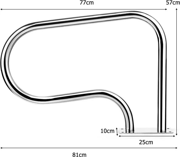 Conjunto de 2 Corrimãos de Piscina, 81 x 10 x 57 cm, em Aço Inoxidável SS304, Cinzento prateado