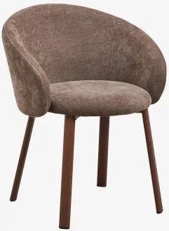 Cadeira De Jantar Estofada Nairea Madeira Escura & Chenille Castanho Café - Sklum