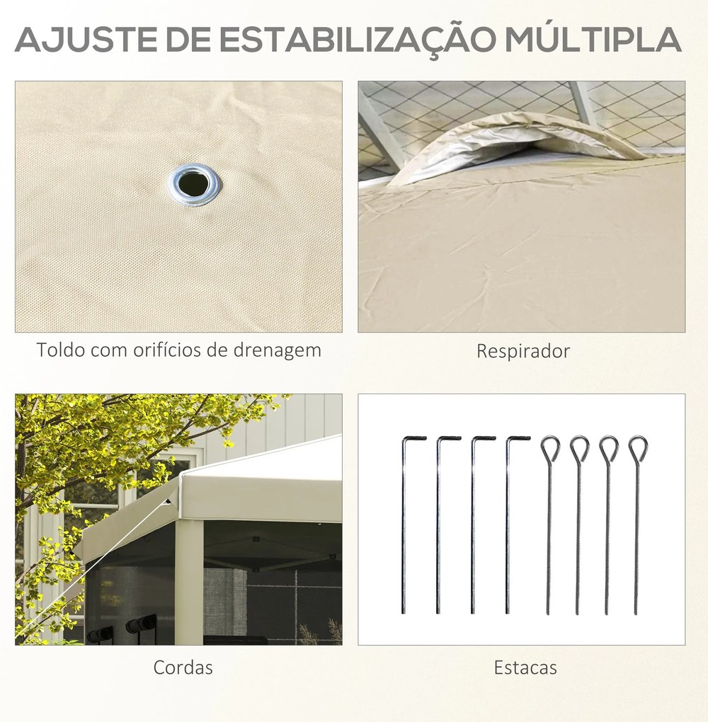 Tenda Dobrável 3x3 m Tenda de Jardim com Parede Lateral de Malha 6 Jan