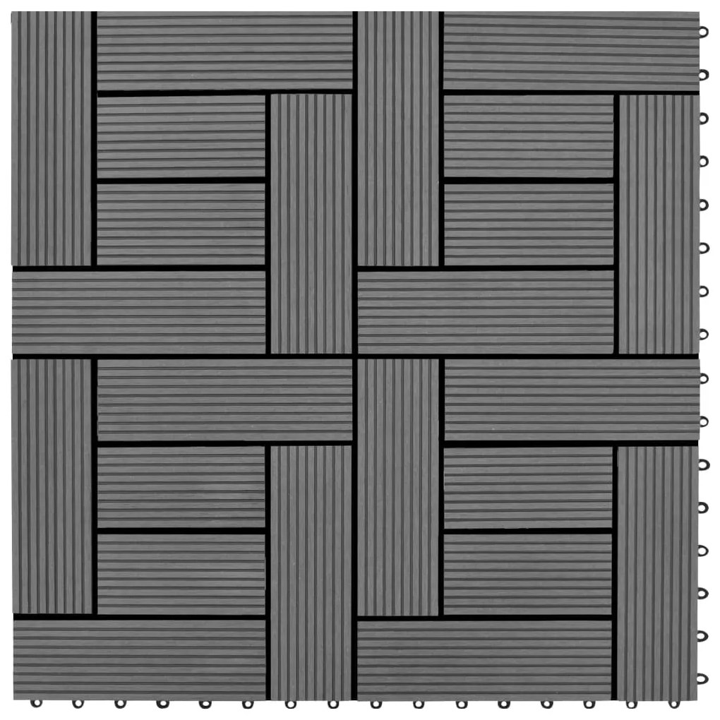 277799 vidaXL Ladrilhos de pavimento 22 pcs WPC 2m² 30x30 cm cinzento