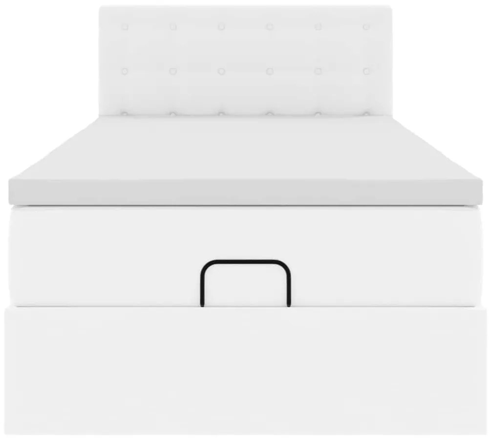 Estrutura de cama otomana com colchão 90x200 cm branco puro