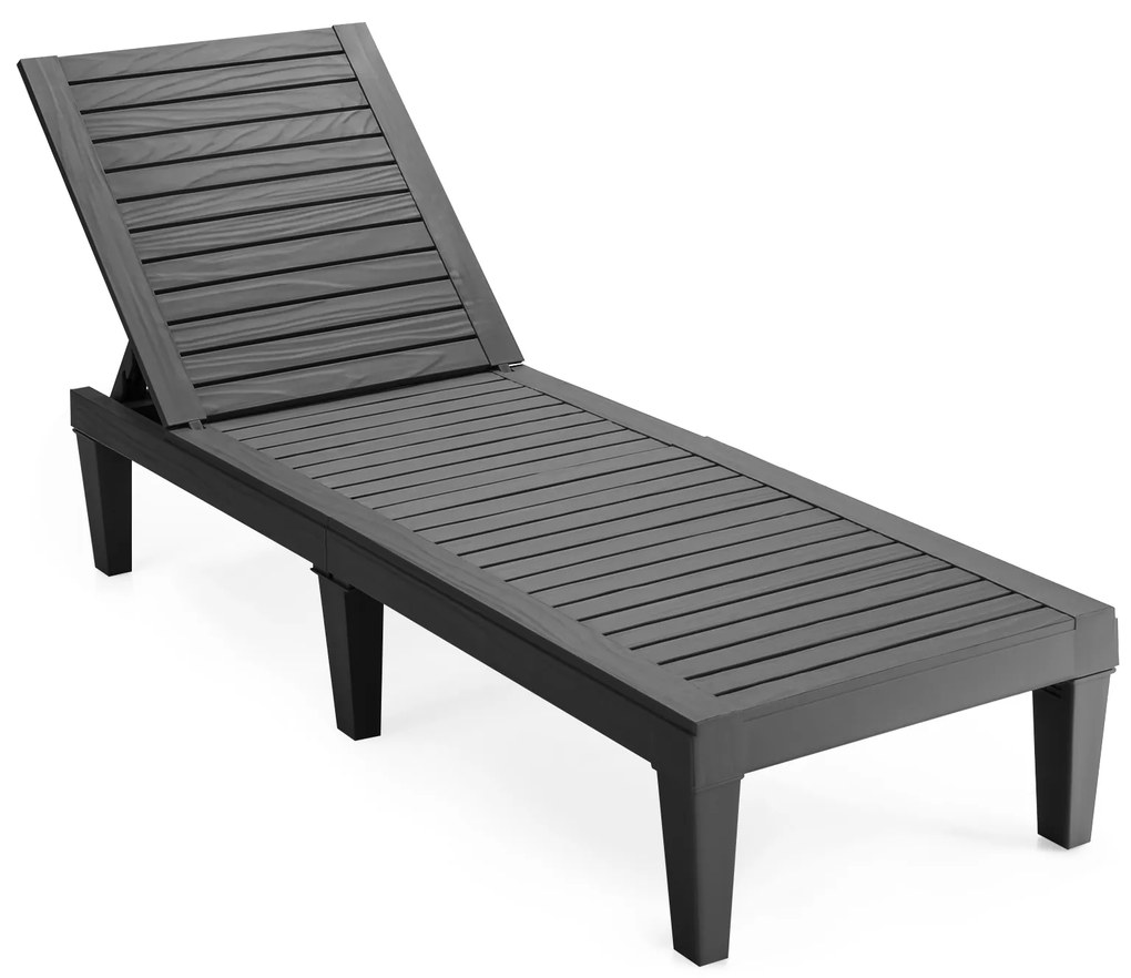 Espreguiçadeira de jardim para exterior com encosto ajustável em 5 posições para varanda Praia Piscina 190 x 57,5 x 29 cm Preta