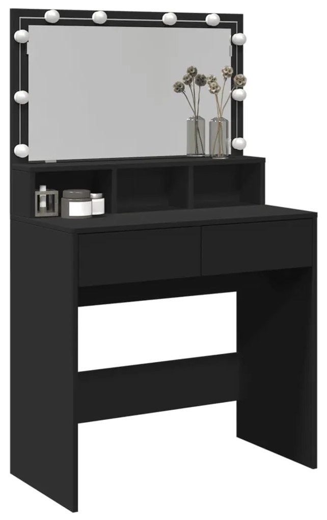 Toucador com LED 80x41x134,5 cm preto