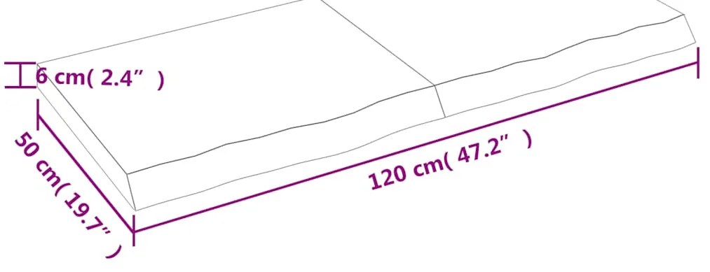 Prateleira de parede 120x50x(2-6)cm carvalho maciço não tratado