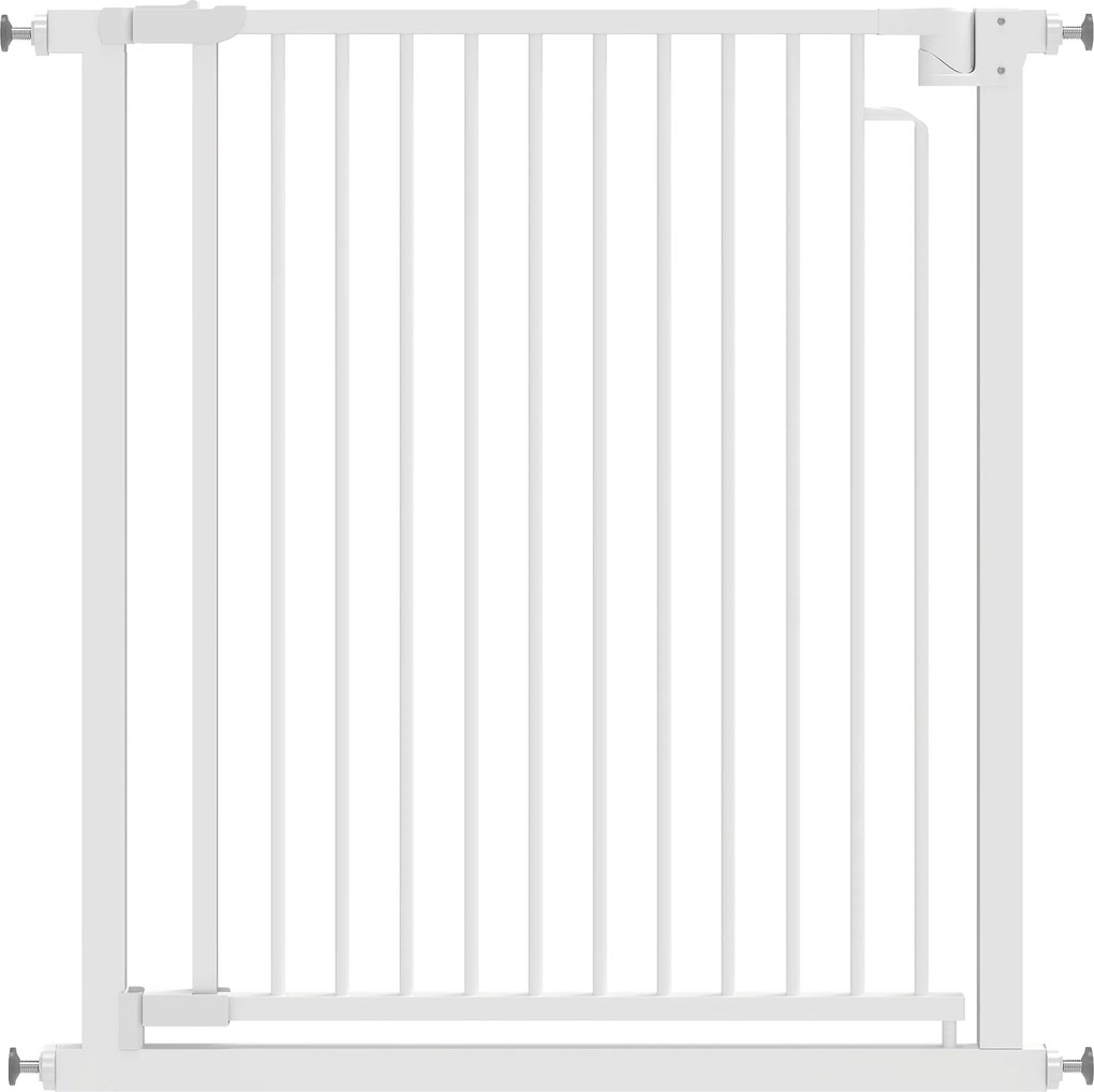 PawHut Portão de segurança para escadas Grade de proteção sem perfuração com fecho automático para crianças Cozinha Escada 76-80 x 76 cm Branco | Aosom Portugal