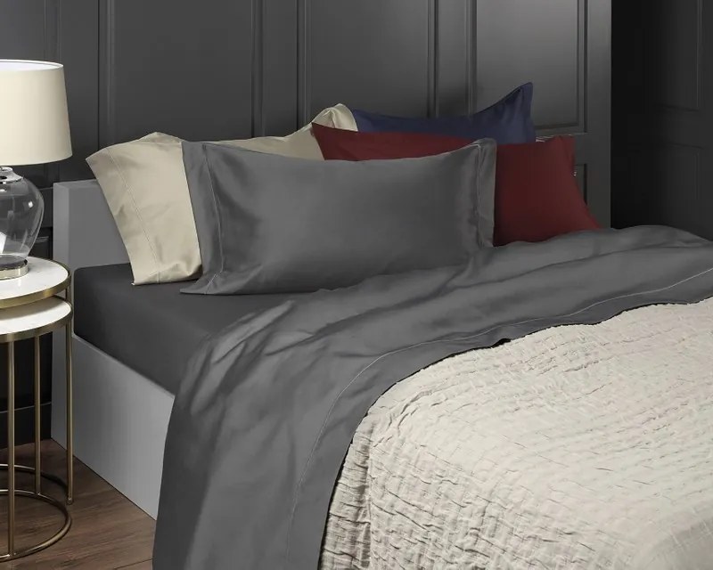 240x290 cm - Jogo de lençóis 100% algodão cetim 300 fios - Sampedro: Bordeaux cama 140/150cm - 1 lençol superior 240 x 290 cm + 1 lençol inferior 240 x 290 cm + 2 fronha almofada 50x70 cm
