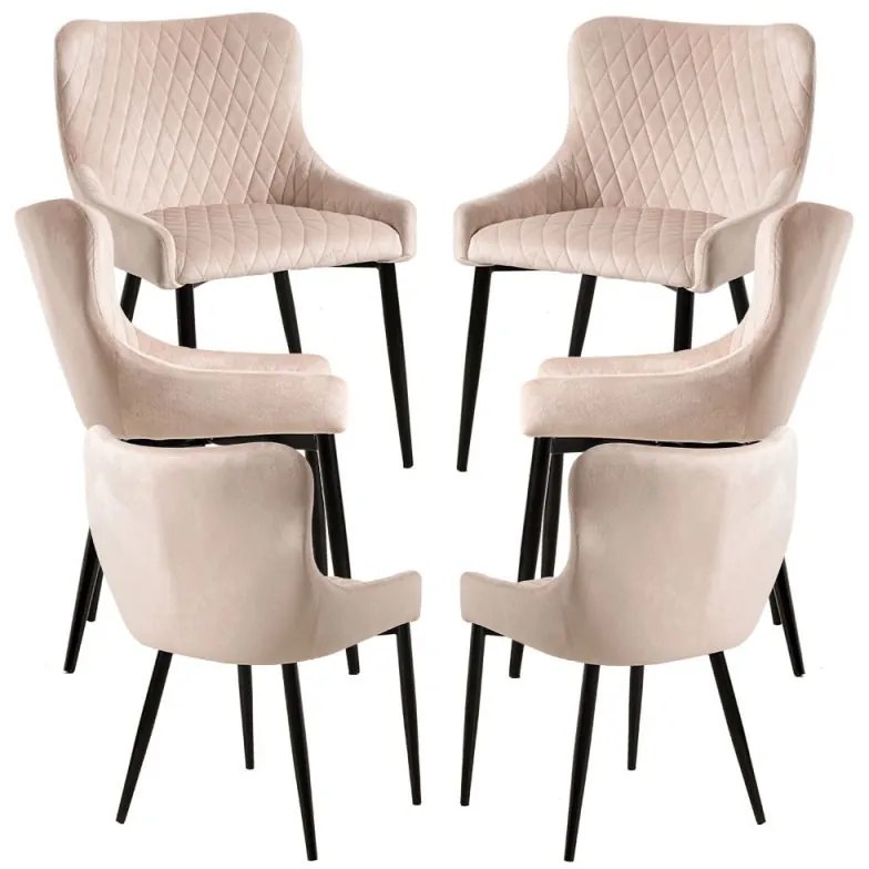 Pack 6 Cadeiras Sanda Veludo - Beige