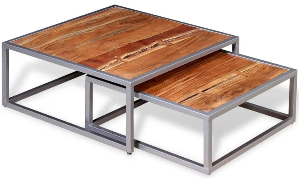 Conjunto de mesas de centro 2 pcs madeira de acácia maciça