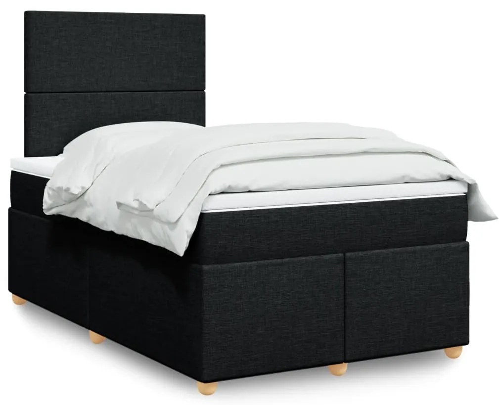 Cama boxspring com colchão 120x190 cm tecido preto