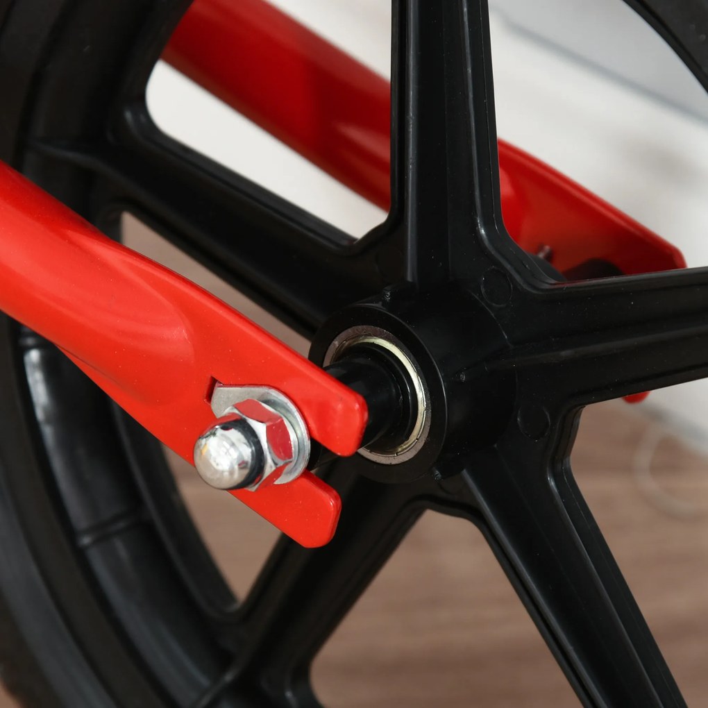 HOMCOM Bicicleta sem pedal para criança acima de 2 anos com selim ajustável em altura Pneus EVA máx. 25 kg Metal 65x33x46 cm Vermelho
