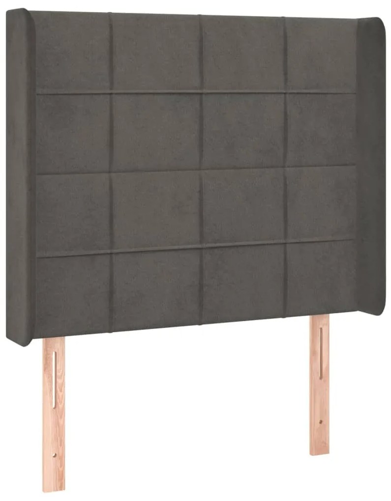Cama box spring c/ colchão/LED 100x200cm veludo cinzento-escuro
