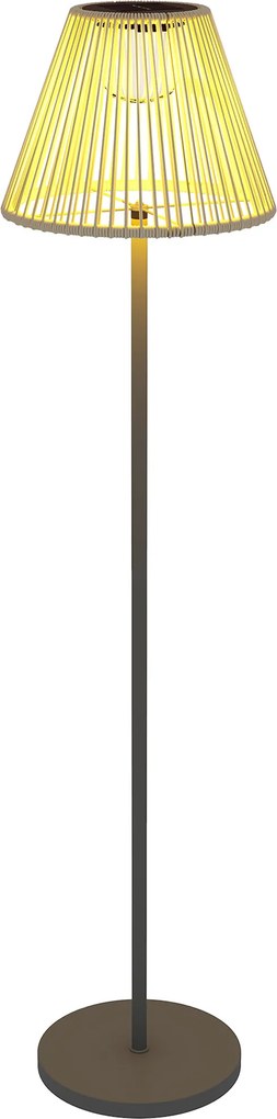 Outsunny Luminária Solar de Pé Rattan Lâmpada Solar com Sensor de Luz 25 LEDs Luminária Solar Estilo Boho Ø33 x 135 cm | Aosom Portugal