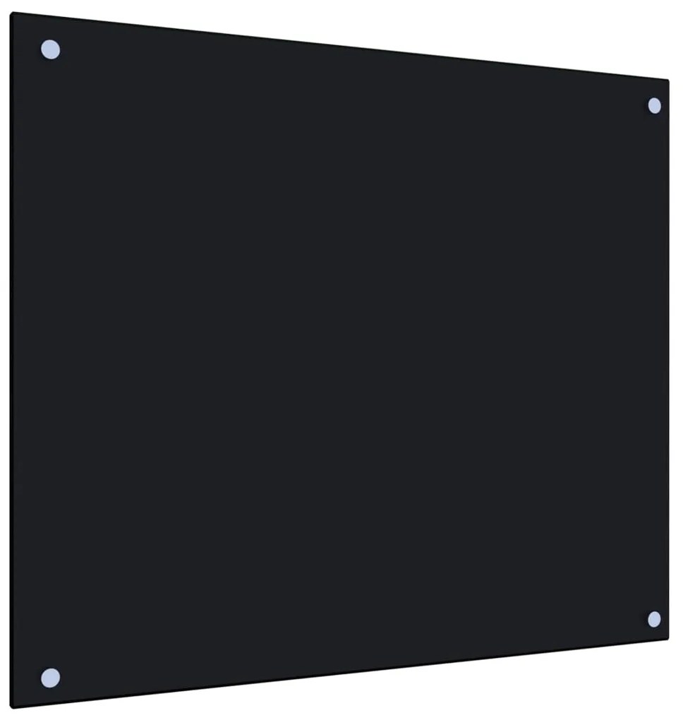 vidaXL Painel anti-salpicos de cozinha 70x60 cm vidro temperado preto