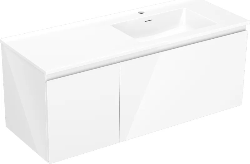 Mexen Orio armário de casa de banho 120 cm com lavatório Otis direito, 1S, 1D, branco brilhante - 91A13-12047-3-BBFF00-W18P00