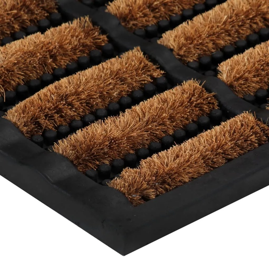 Tapete de porta retangular 40x60 cm borracha e fibra de coco