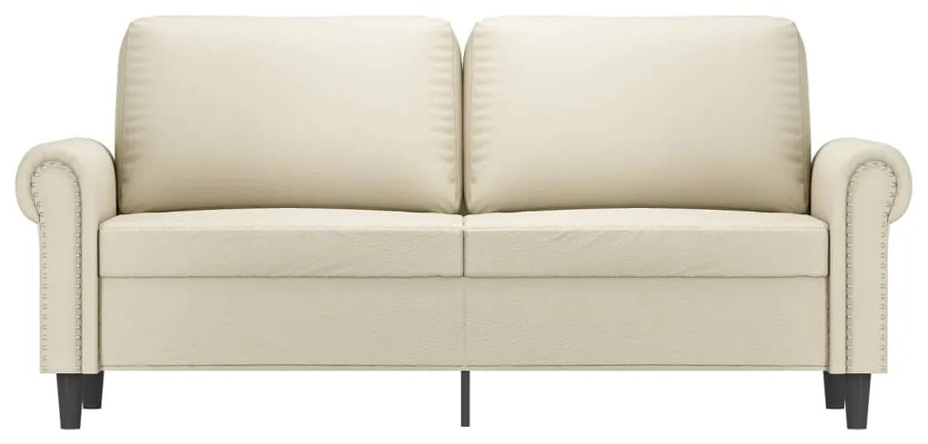 Sofá de 2 lugares 140 cm couro artificial cor creme