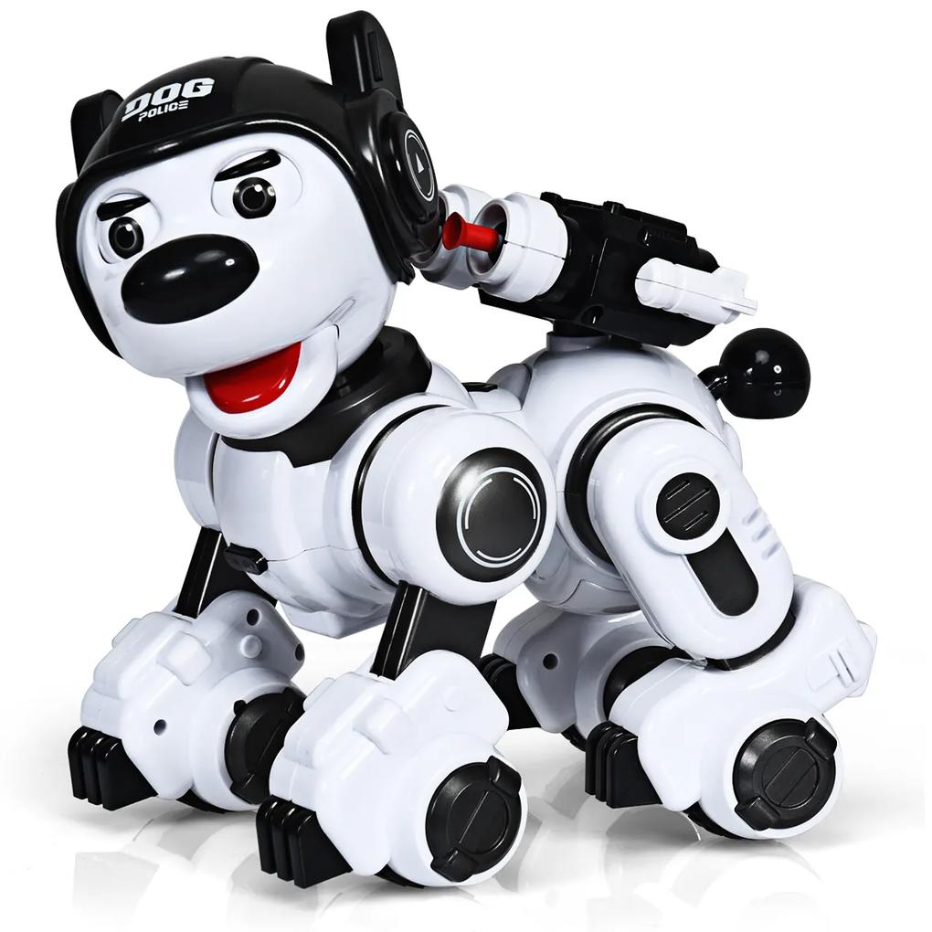 Robô Cão para Crianças Robô Inteligente com Controle Remoto Função Música Dança Piscando Tiro Brinquedo Interativo 18 x 25 x 25 cm Preto