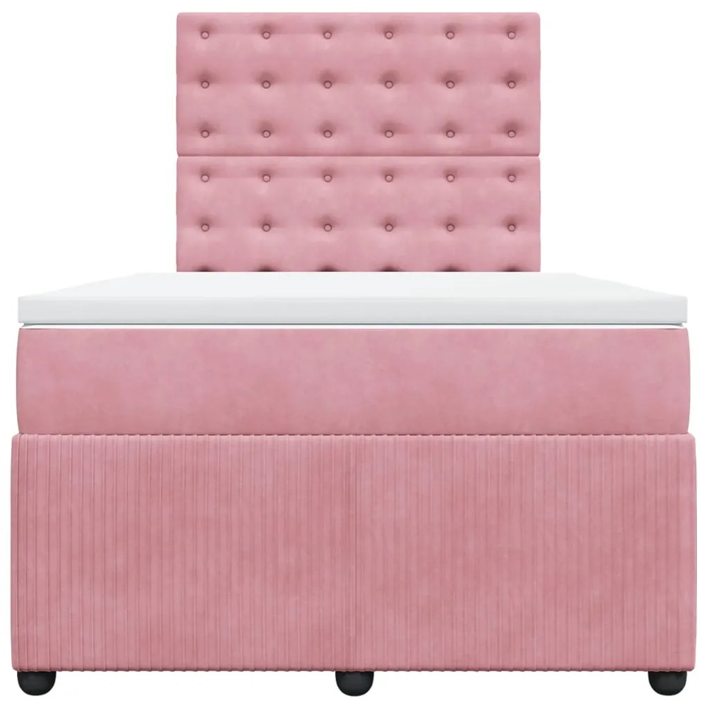 Cama boxspring com colchão 120x200 cm veludo rosa