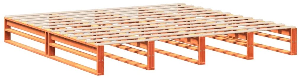 Cama sem colchão 200x200 cm pinho maciço castanho-mel