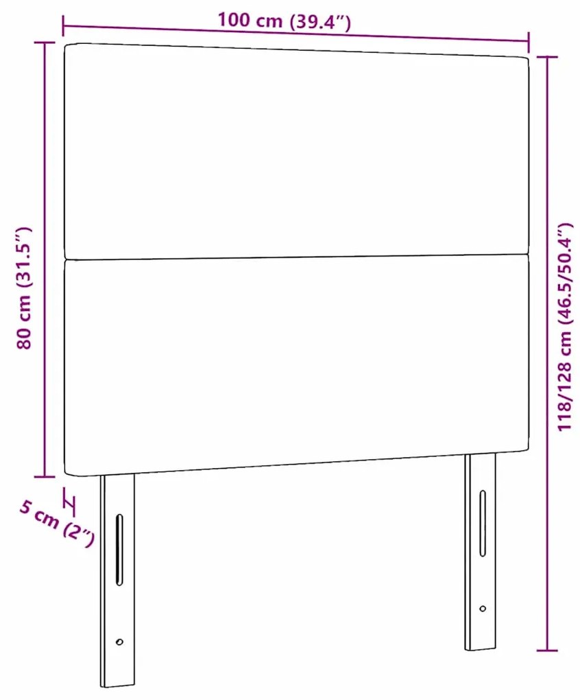 Cabeceira LED vidaXL Cinza Escuro 100 cm em Tecido Corduroy