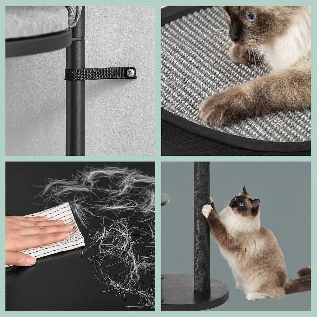 Arranhador para gatos moderno 80 x 43 x 107 cm vários níveis preto