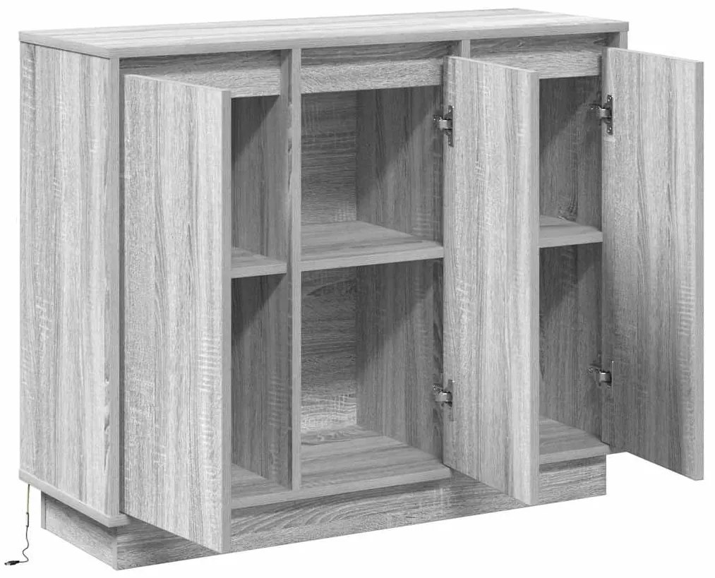 Sideboard vidaXL com LEDs em Cinza Sonoma 90x32x75 cm de Madeira de En