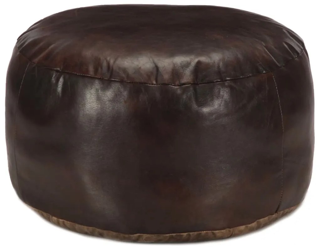 Pufe 60x30 cm couro de cabra genuíno castanho-escuro