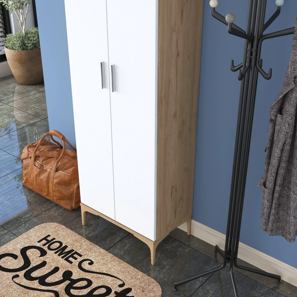 Hall Stand EA111 – Walnut White – 60x198,6x37,5 cm