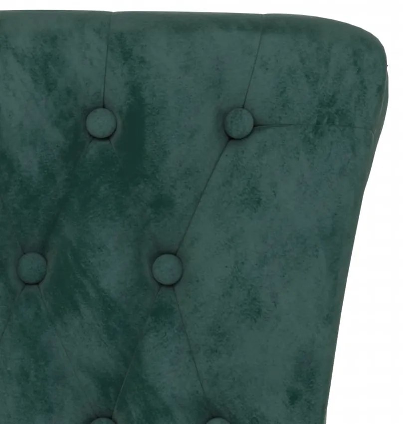 Cadeirão c/ encosto alto veludo verde-escuro design de botões
