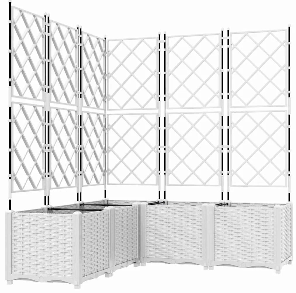 Jardineira com Treliça 5 pcs Branca 120x120x143 cm
