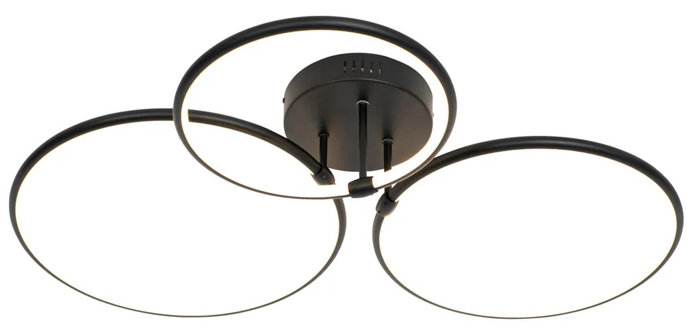 Candeeiro de teto preto com LED 3-passos regulável 3 luzes - Joaniqa Moderno