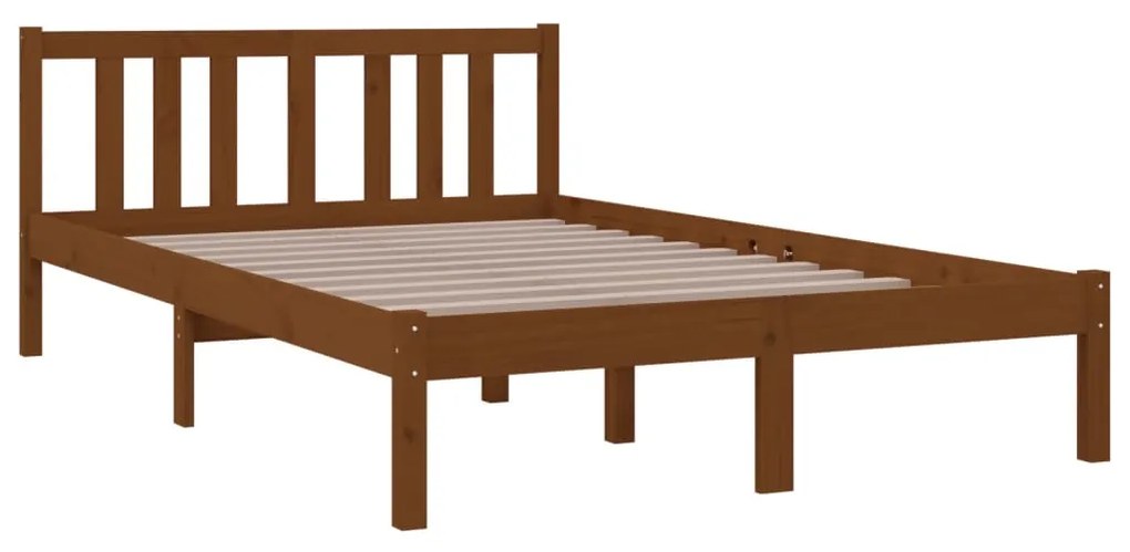 Estrutura de cama 120x200 cm madeira maciça castanho mel