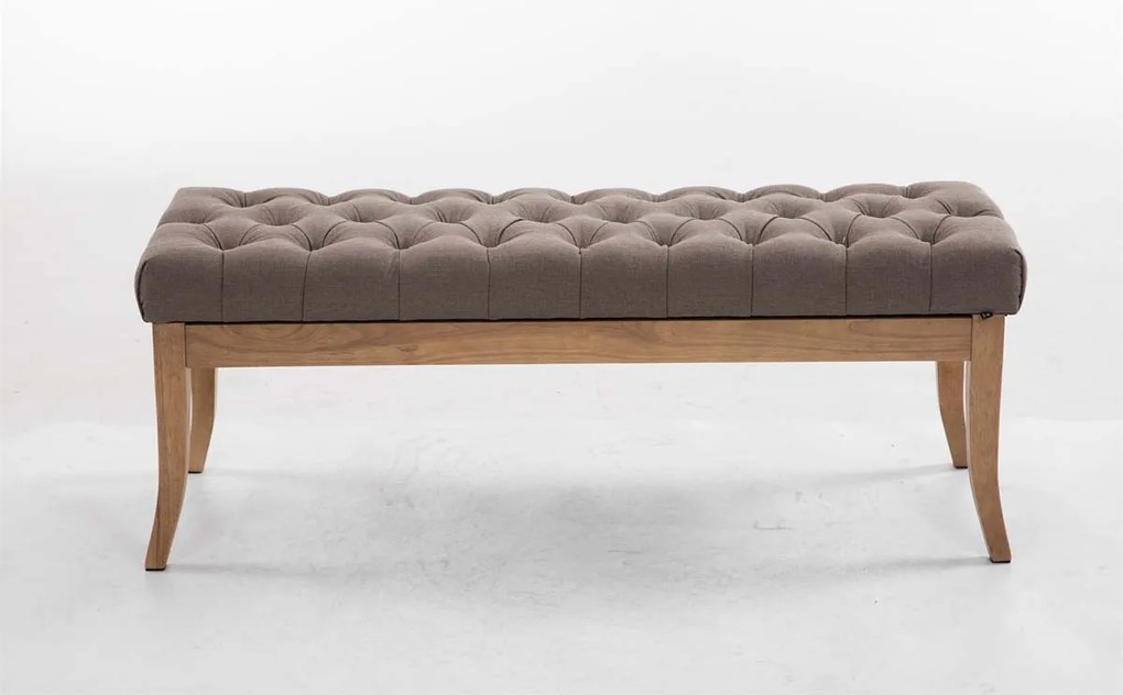 Banco Ramses em tecido com estrutura em antigo claro 46 x 120 x 38 cm Castanho acinzentado