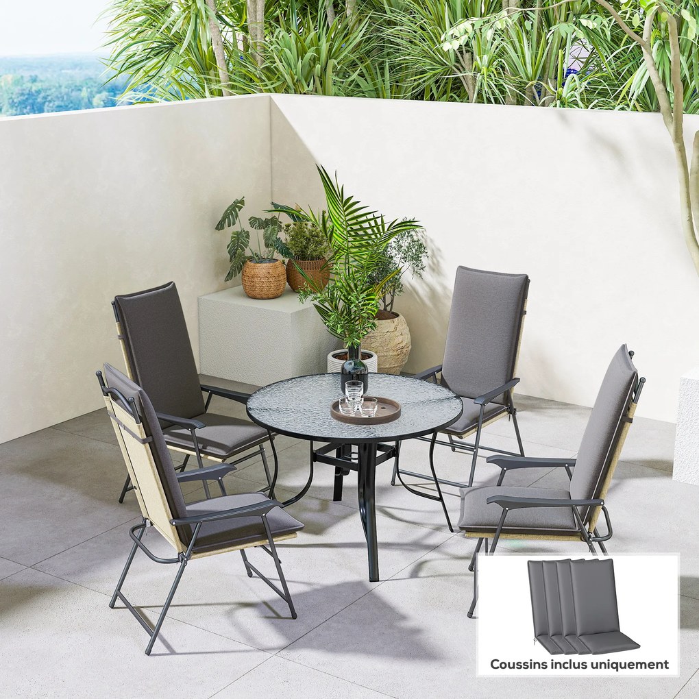 Conjunto de 4 almofadas para cadeiras de exterior (NÃO INCLUIDAS) com presilhas e faixa ajustável, resistentes ao desbotamento, UPF50+, 124 x 50 x 5 c