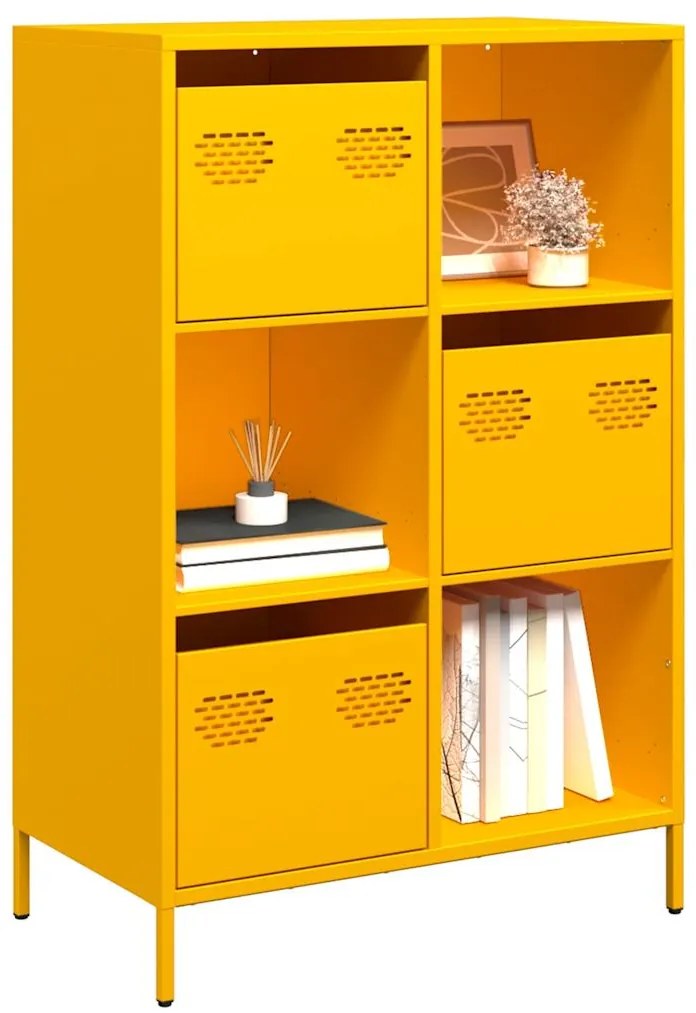 vidaXL Móvel alto 68x39x103,5 cm aço amarelo mostarda