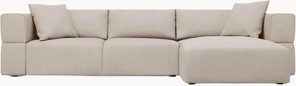 Sofá com chaise longue em chenille Esther (4 lugares)