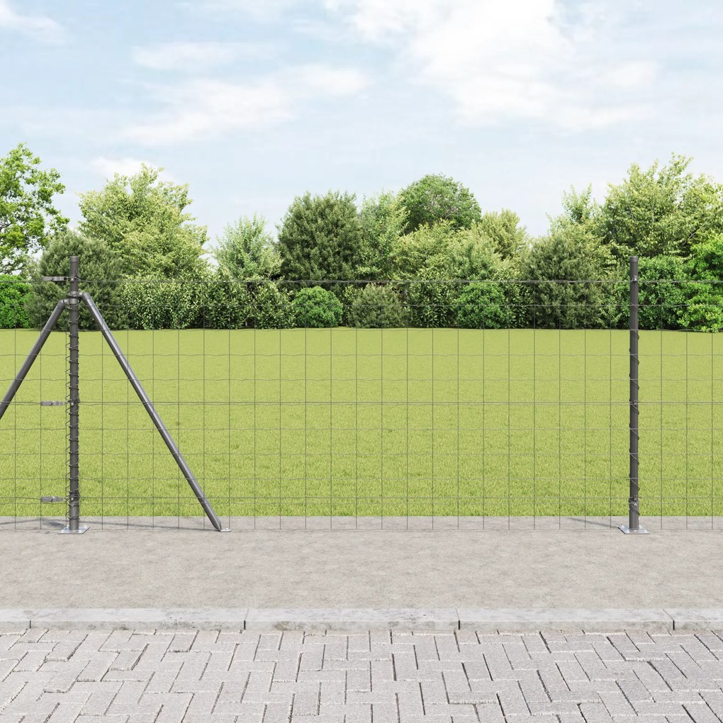 vidaXL Cerca Euro com 7 Postes Flangeados 0,8x10 m de Aço Galvanizado