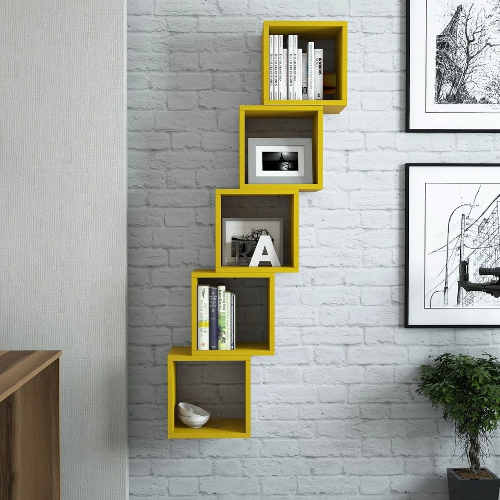 Prateleira de Parede Box – Amarela – 30x24x30 cm (5 Peças)