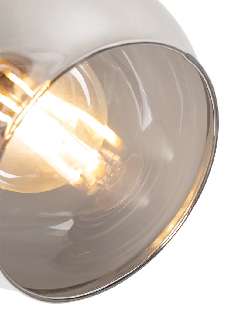 Projetores Art Deco preto com vidro fumê e madeira - Vidro