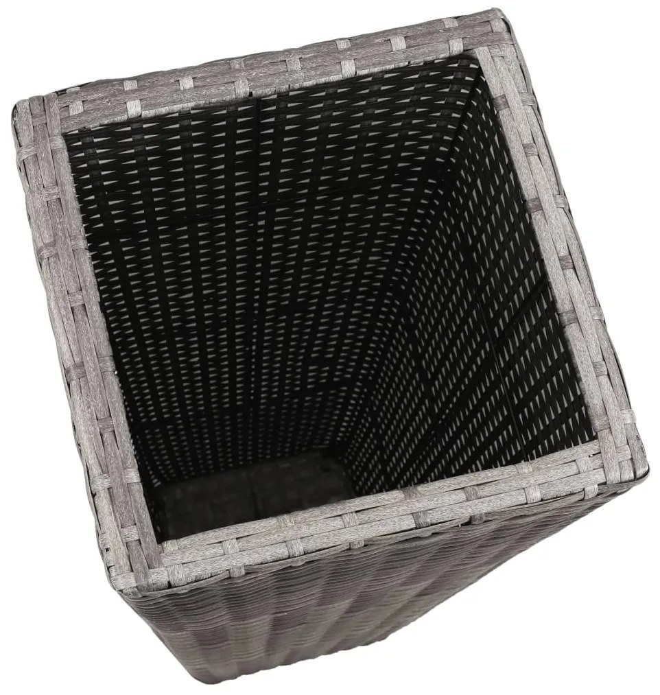 Vasos/floreiras de jardim elevados 3 pcs vime PE cinzento