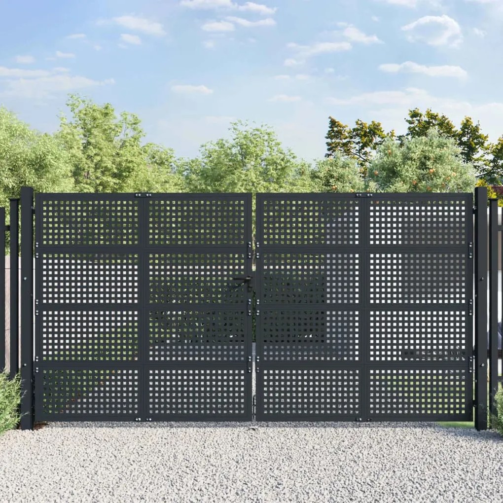 Portão de jardim 400x175 cm aço antracite