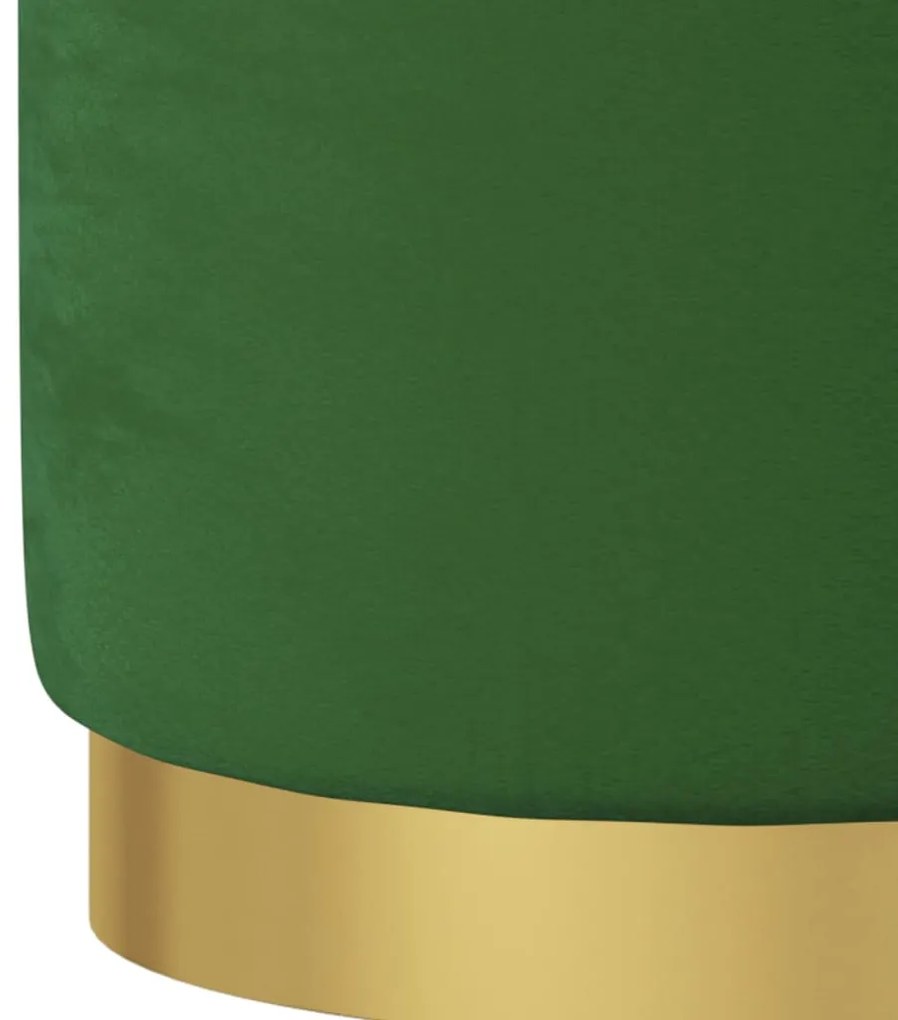 Pufe com arrumação redondo veludo 31 x 37 cm verde
