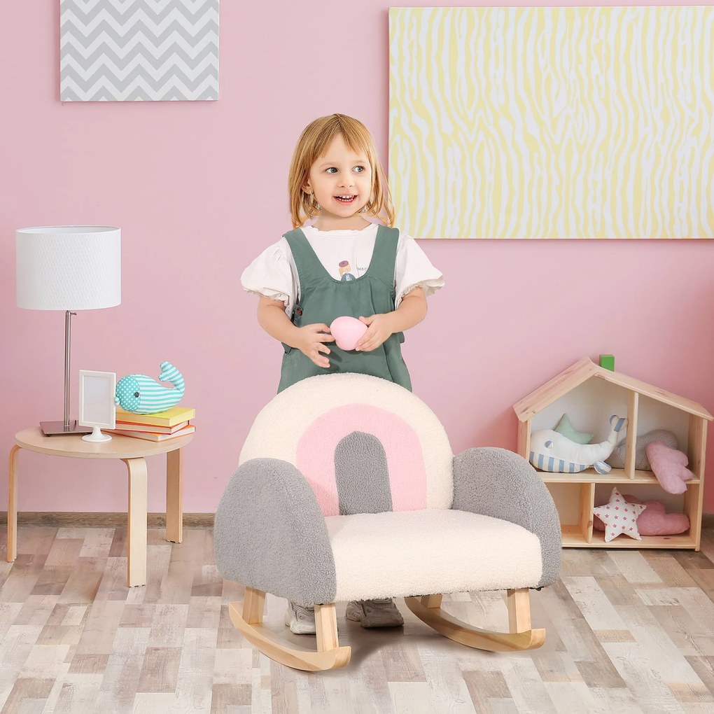 Poltrona Infantil Mini Sofá para Crianças acima de 3 Anos com Assento Acolchoado Apoio para os Braços e Estrutura de Madeira Carga Máxima 45kg 50x45x50cm Cinza