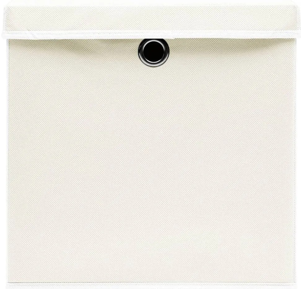 Caixas de arrumação com tampas 4 pcs 32x32x32 cm tecido branco