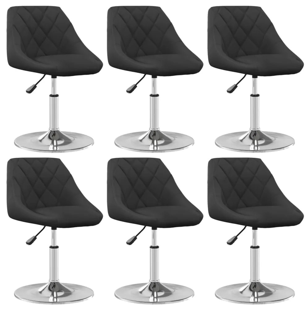 Cadeiras de jantar giratórias 6 pcs veludo preto