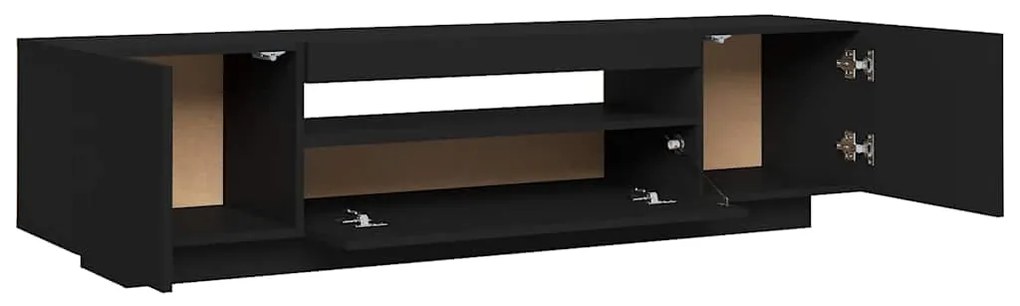 Móvel de TV com luzes LED 160x35x40 cm preto