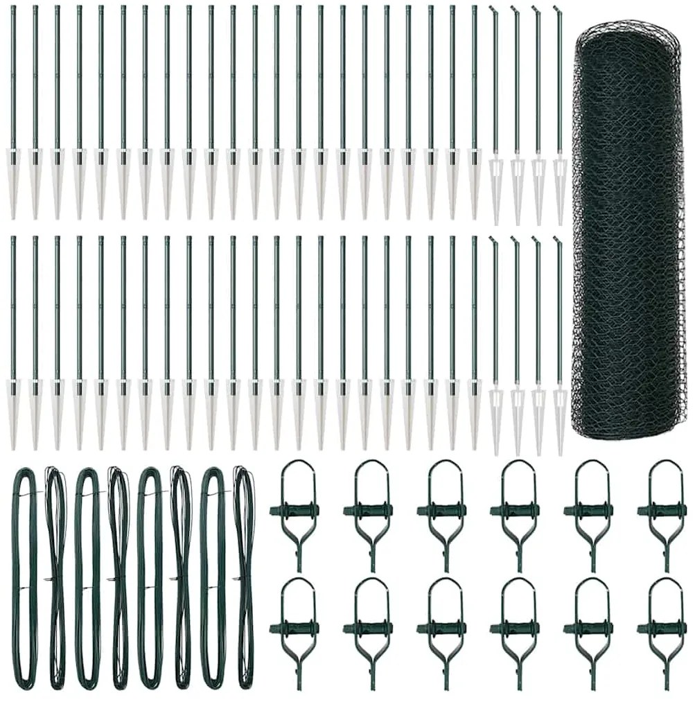 Cerca Hexagonal vidaXL Verde 0.6x100 m Aço