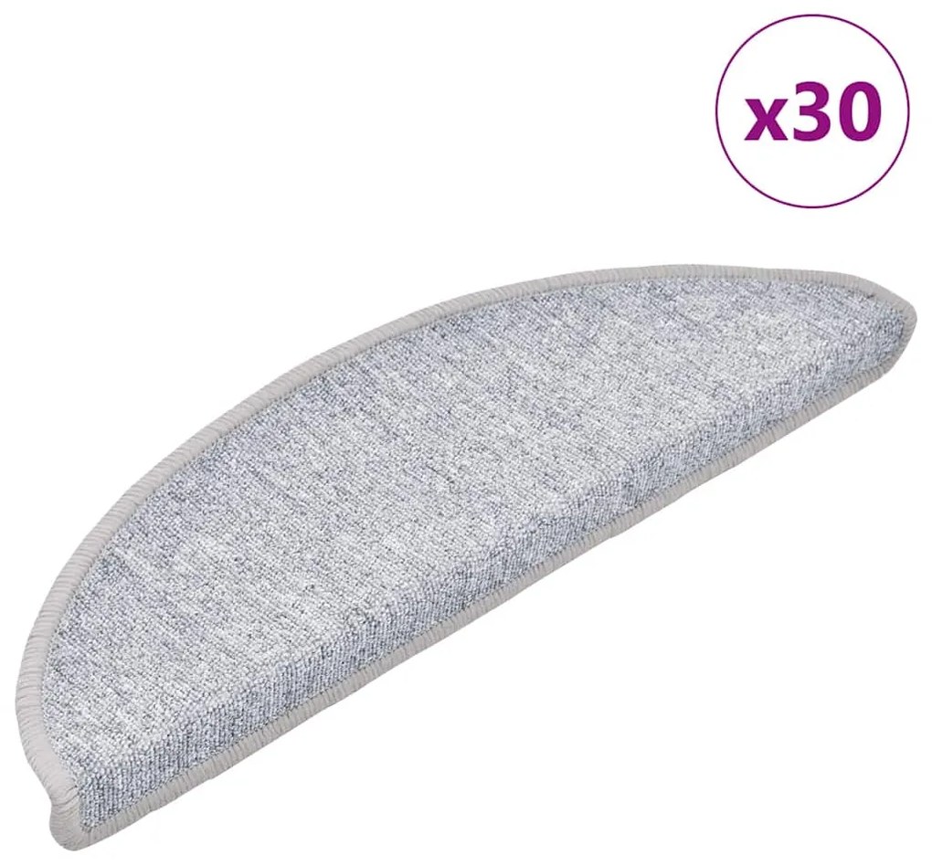 Tapetes de escada 30 pcs 56x17x3 cm cinzento-claro