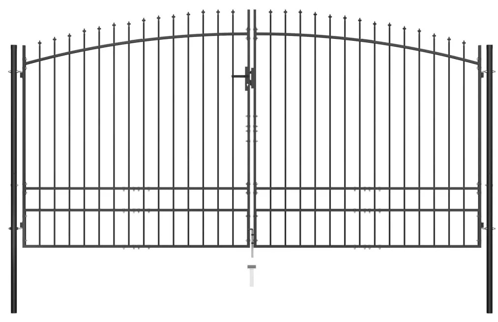 vidaXL Portão de cerca com porta dupla e topo em lanças 400x248 cm