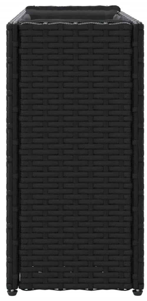 Floreira com 2 vasos 90x20x40 cm vime PE preto